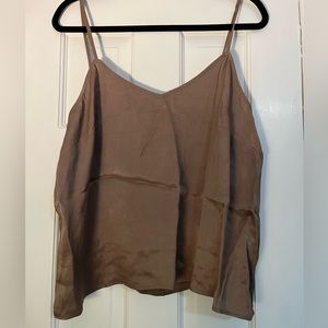 Taupe silk cropped tank